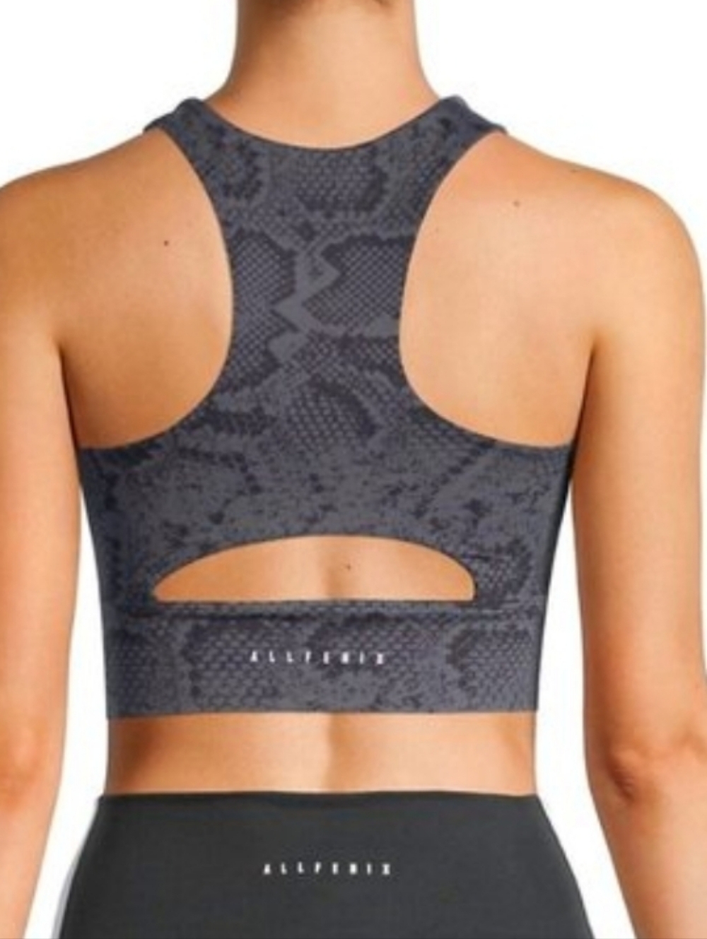 All Fenix Snake Snakeskin Blue Grey & Black Longline Sports Bra Small